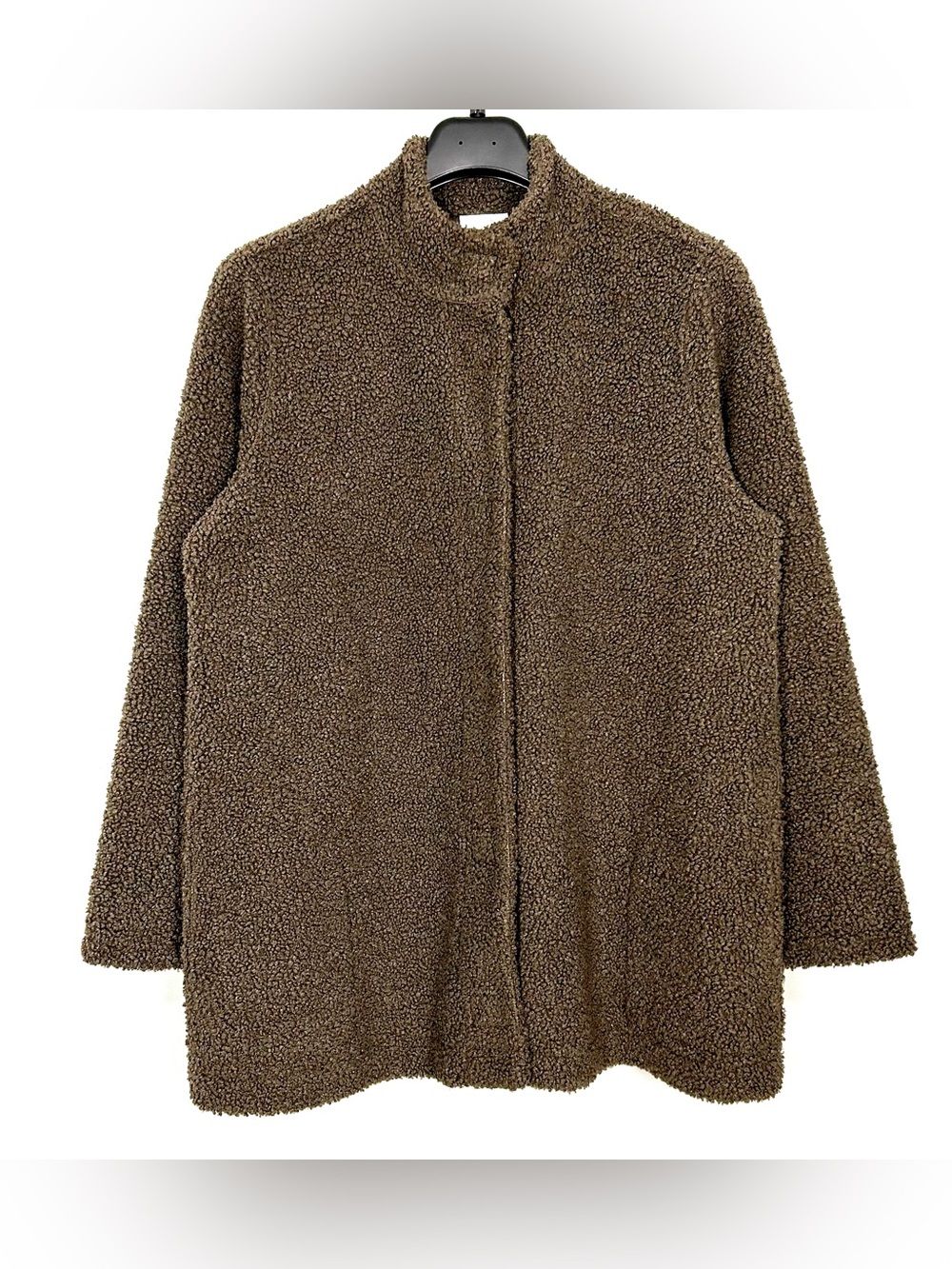 J. Jill PureJill Teddy Coat Women’s Size L Snap Front Pockets Chocolate Brown